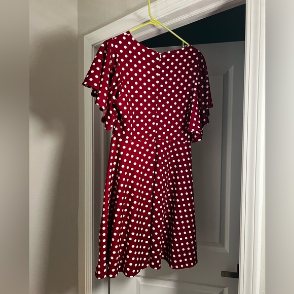 A-line red and white polka dot dress. Size XL. - Picture 2 of 3